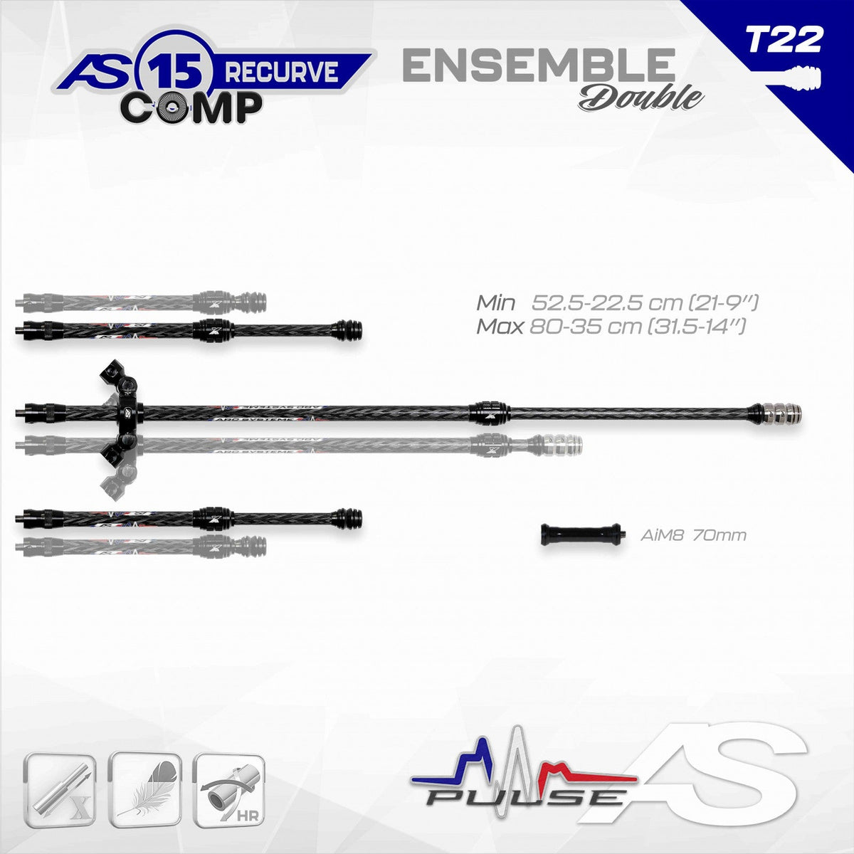 Arc Systeme Pulse AS X15 RECURVE COMP KIT T22 (AIM70 INCLUDED) DOUBLE X80/35cm (31.5/14in)