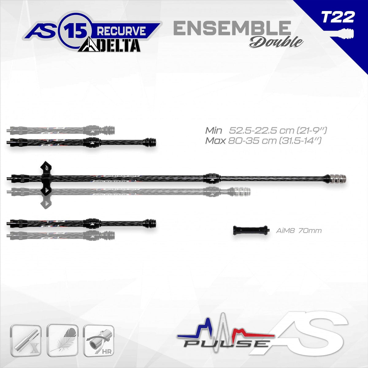 Arc Systeme Pulse AS X15 RECURVE DELTA KIT T22 (AIM70 INCLUDED)  X80/35cm (31.5/14in)